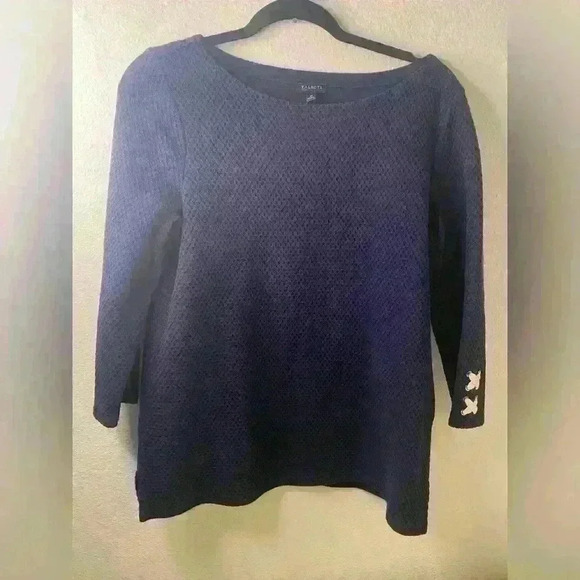 Talbots Womens Size Medium Navy Blue Waffle Knit Style Textured Sweater - Picture 1 of 4